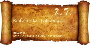 Kránitz Taksony névjegykártya